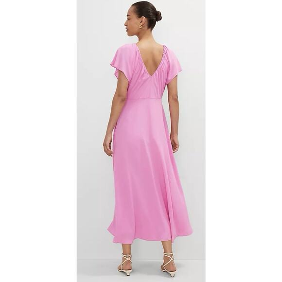 ANN TAYLOR 2025 Pink Orchid Flutter Sleeve Midi Flare Dress Sz 6 NWT Balletcore - Picture 3 of 15